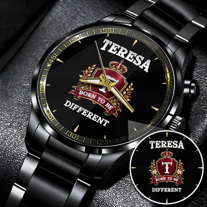 Personalized Born to Be Different Burgundy Crest Watch TERESA M1-W24