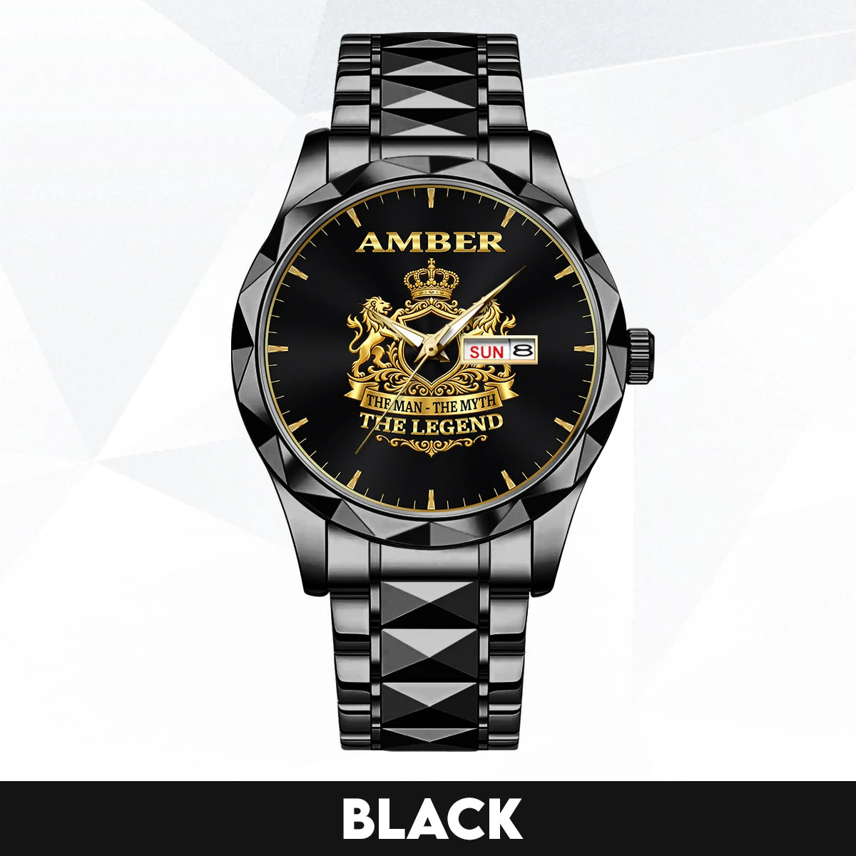 The Man The Myth The Legend Gold Lion Crest Watch AMBER M1-W40