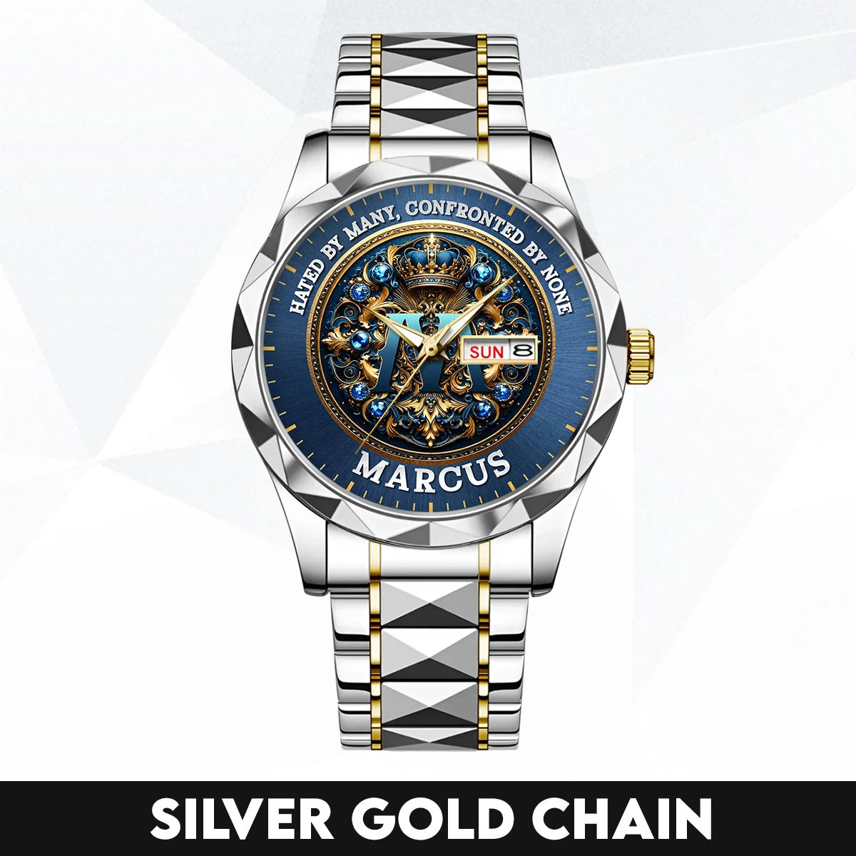 Hated By Many Confronted By None Golden Blue Watch MARCUS M1-W15