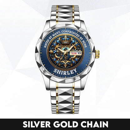 Hated By Many Confronted By None Golden Blue Watch SHIRLEY M1-W15