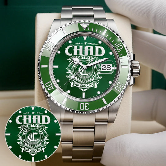 CHAD 13K1-448 Personalized Green Watch “If ... Can’t Fix It No One Can”
