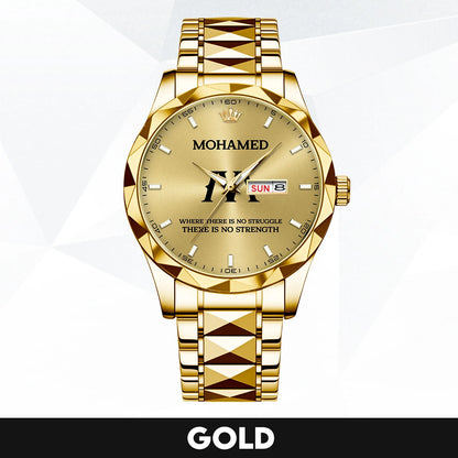 No Struggle No Strength Luxury Gold Watch MOHAMED M1-W27