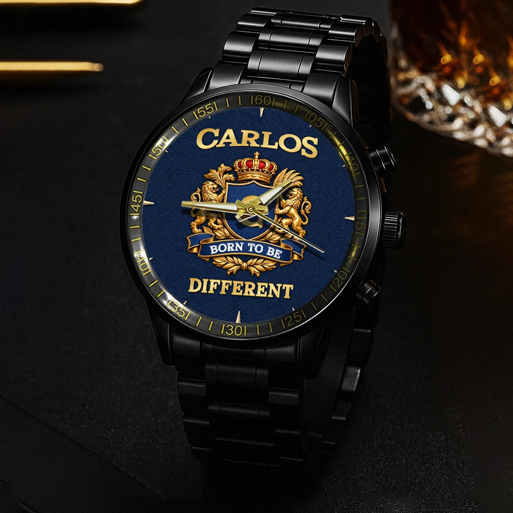 Personalized Born to Be Different Gold Logo Blue Watch CARLOS M1-W25