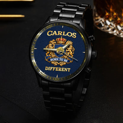 Personalized Born to Be Different Gold Logo Blue Watch CARLOS M1-W25