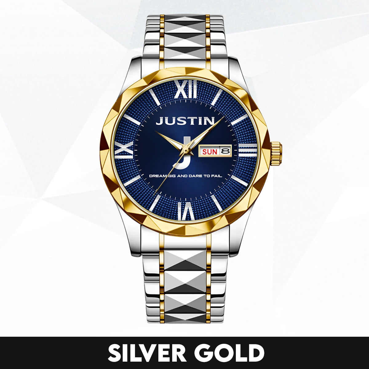 Blue & Silver Watch Dream Big and Dare to Fail JUSTIN M1-W36