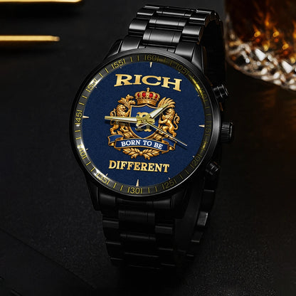 Personalized Born to Be Different Gold Logo Blue Watch RICH M1-W25