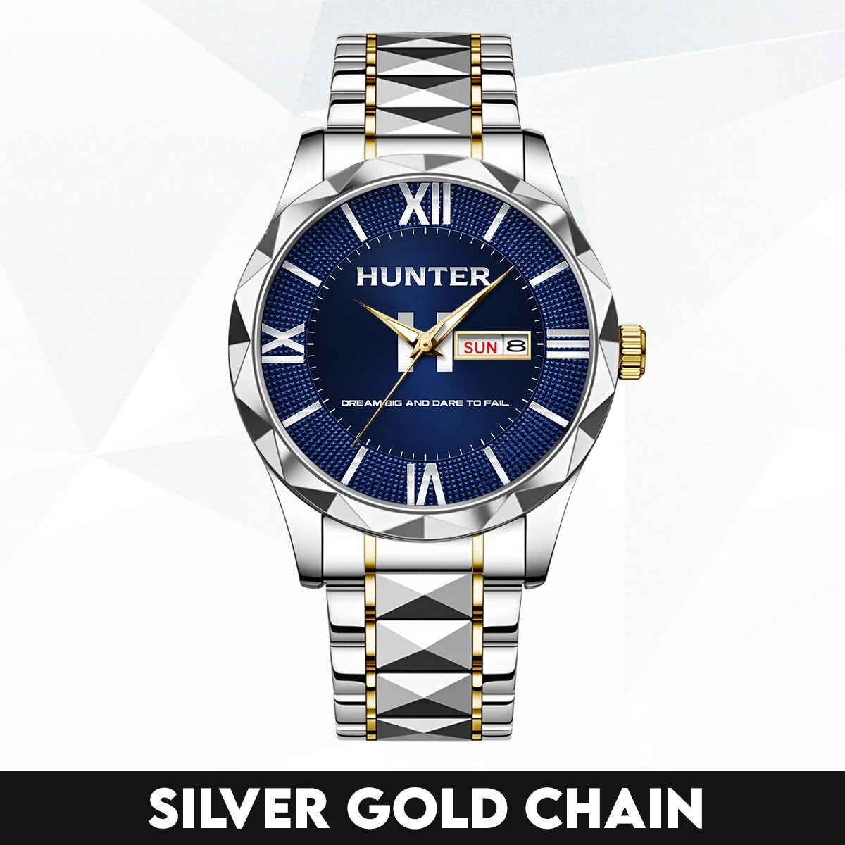 Blue & Silver Watch Dream Big and Dare to Fail HUNTER M1-W36