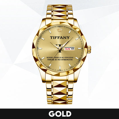 No Struggle No Strength Luxury Gold Watch TIFFANY M1-W27