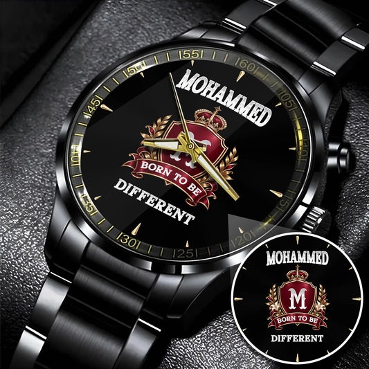 Personalized Born to Be Different Burgundy Crest Watch MOHAMMED M1-W24