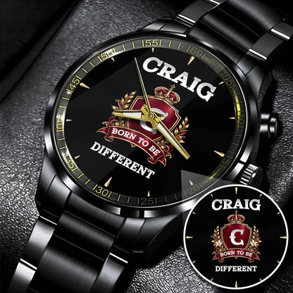 Personalized Born to Be Different Burgundy Crest Watch CRAIG M1-W24