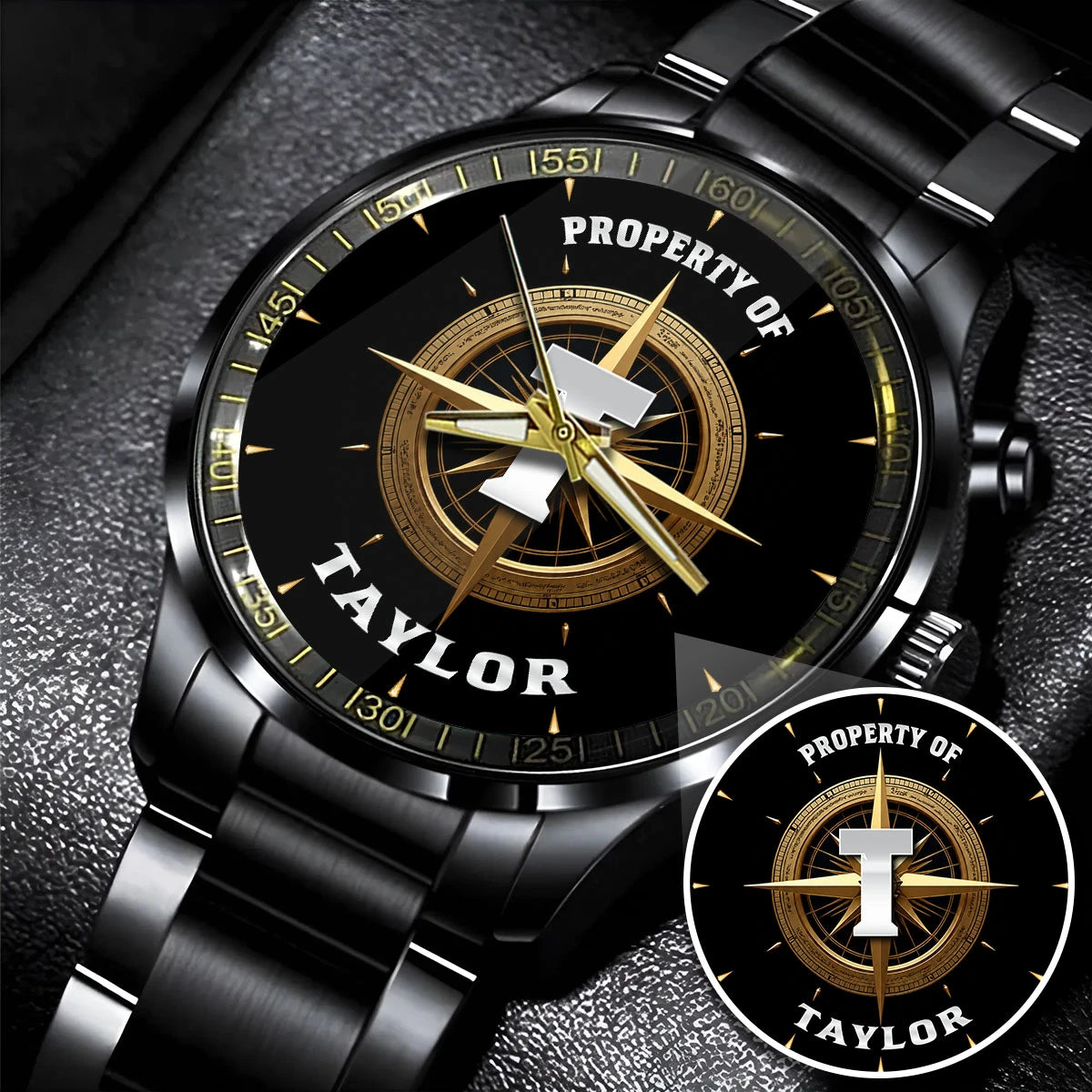 Property Of Your Name Compass Watch TAYLOR M1-W18