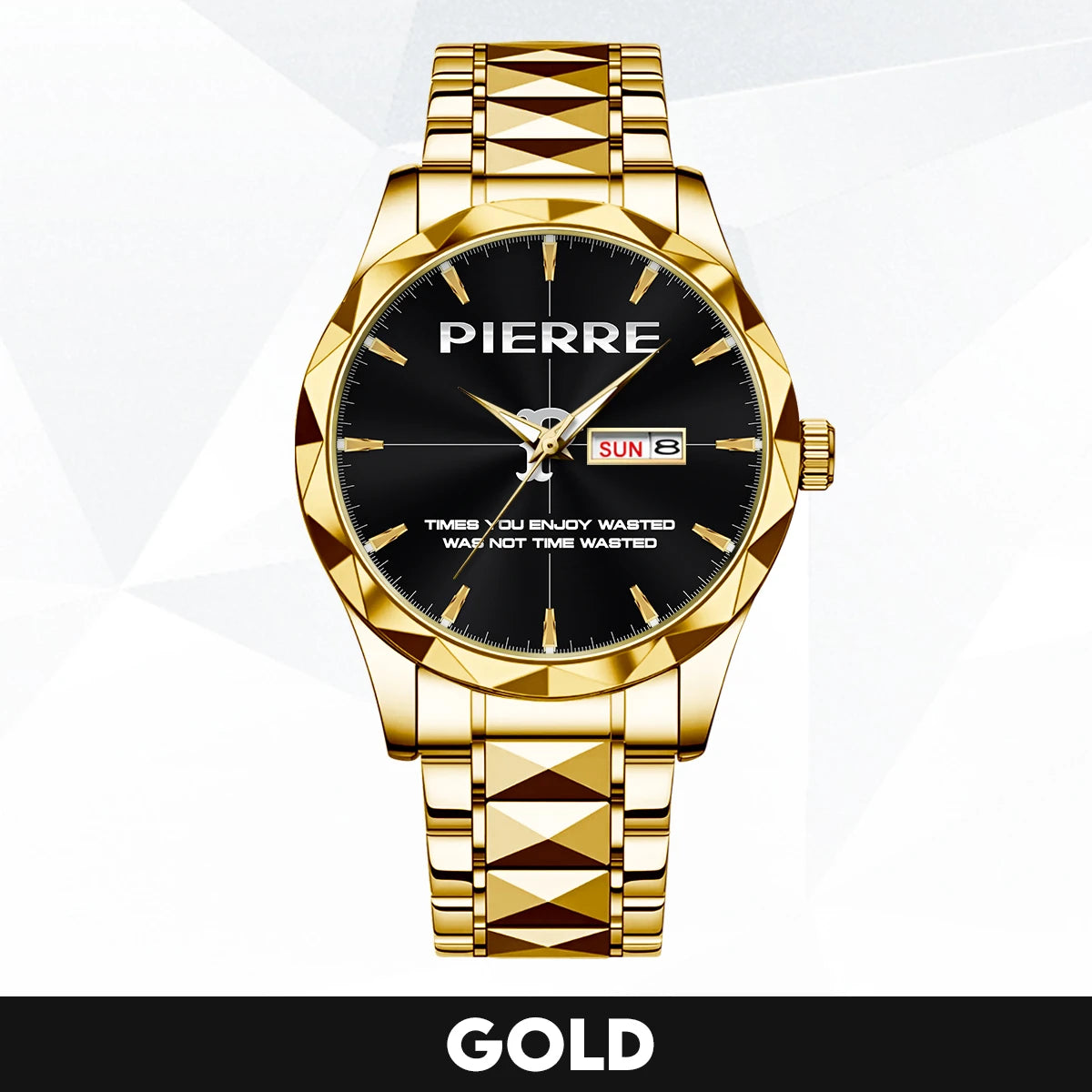 Gold & Black Watch Time You Enjoy Wasting Was Not Time Wasted PIERRE M1-W35