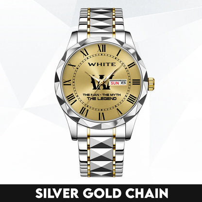 The Man The Myth The Legend Gold Watch WHITE M1-W37