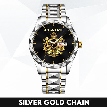 The Man The Myth The Legend Gold Lion Crest Watch CLAIRE M1-W40
