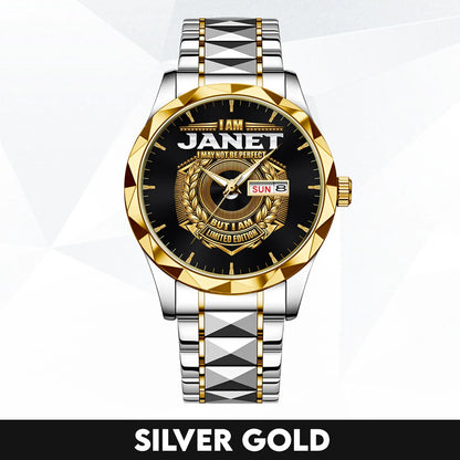 I Am Name I May Not Be Perfect Gold Watch JANET M1-W41