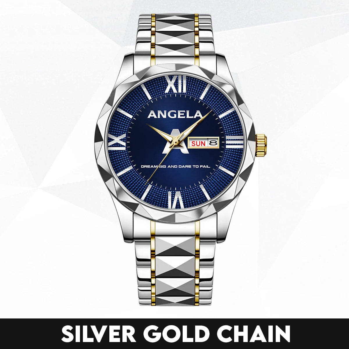 Blue & Silver Watch Dream Big and Dare to Fail ANGELA M1-W36