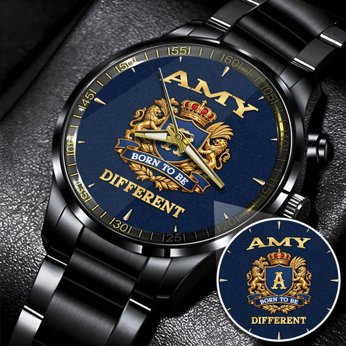 Personalized Born to Be Different Gold Logo Blue Watch AMY M1-W25