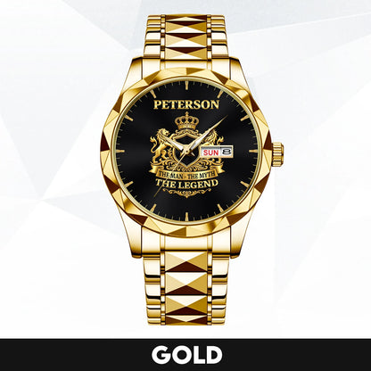 The Man The Myth The Legend Gold Lion Crest Watch PETERSON M1-W40
