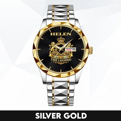 The Man The Myth The Legend Gold Lion Crest Watch HELEN M1-W40