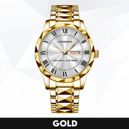 You Only Live Once Roman Numeral Silver Watch CATHERINE M1-W31