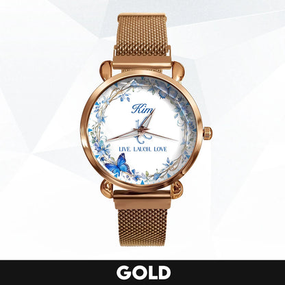 Live Laugh Love Blue Wreath Watch KIM M1-W9
