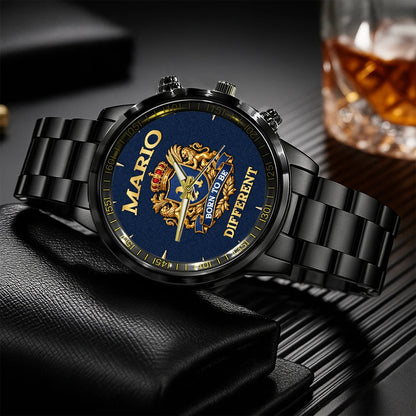 Personalized Born to Be Different Gold Logo Blue Watch MARIO M1-W25