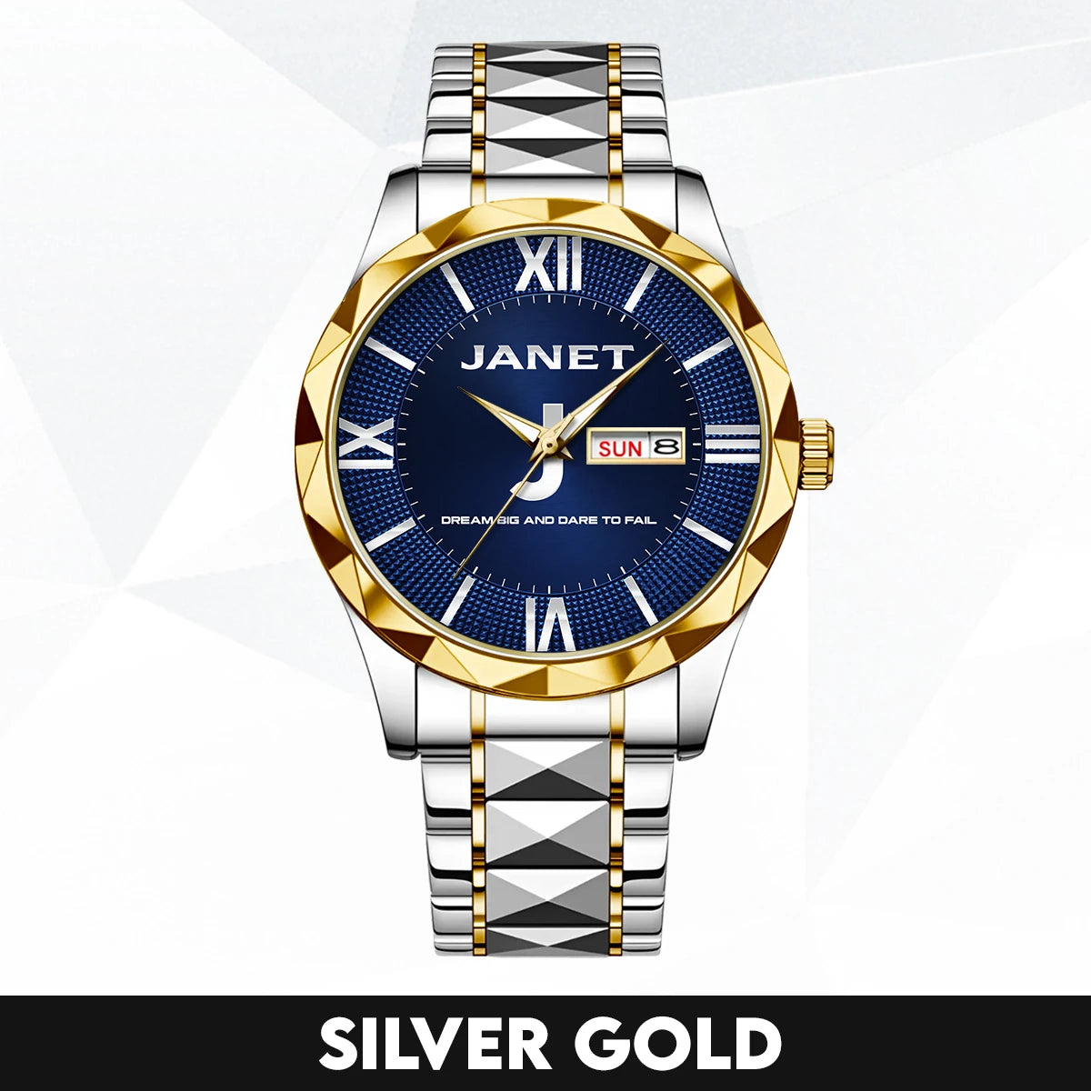 Blue & Silver Watch Dream Big and Dare to Fail JANET M1-W36