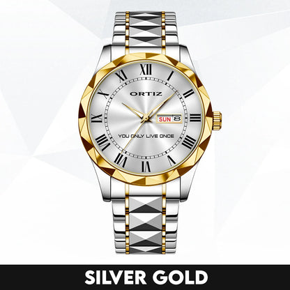 You Only Live Once Roman Numeral Silver Watch ORTIZ M1-W31