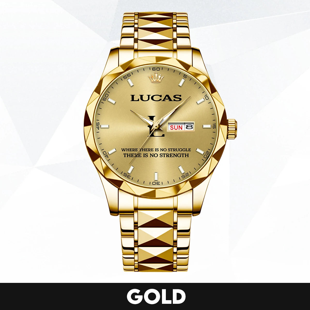 No Struggle No Strength Luxury Gold Watch LUCAS M1-W27