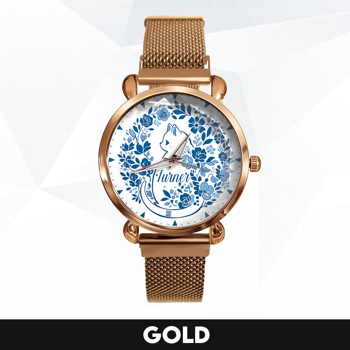 TURNER 13K1-475 Blue Floral Cat Mesh Watch