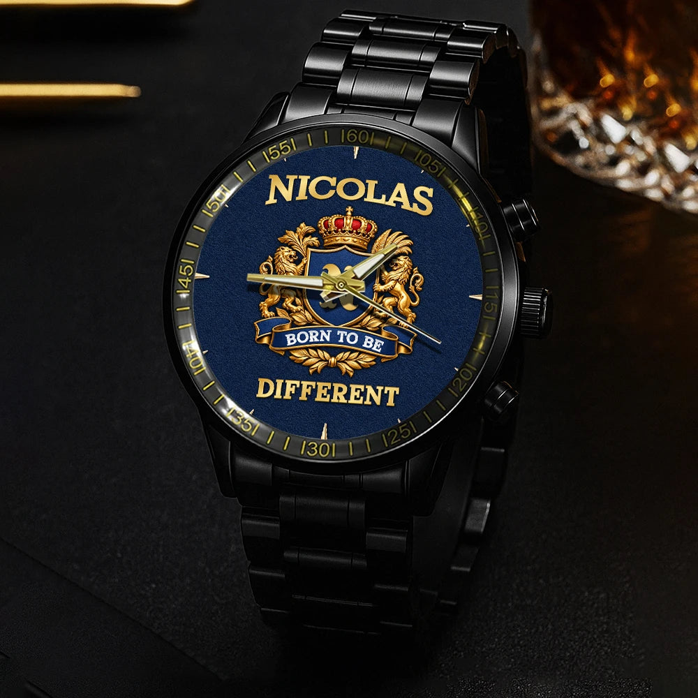 Personalized Born to Be Different Gold Logo Blue Watch NICOLAS M1-W25
