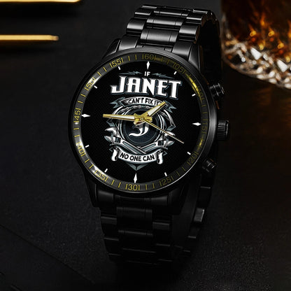 JANET 13K1-447 – Personalized Name Watch “If Can’t Fix It, No One Can”