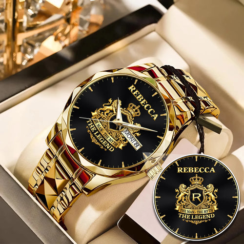 The Man The Myth The Legend Gold Lion Crest Watch REBECCA M1-W40