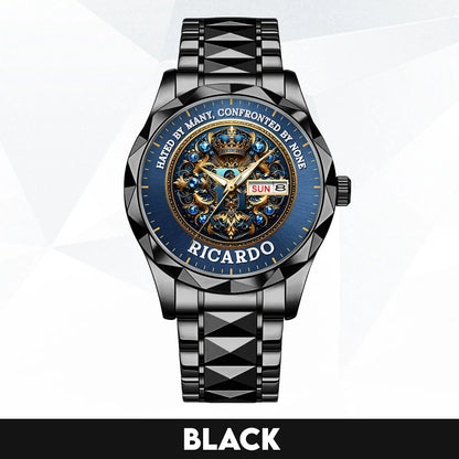 Hated By Many Confronted By None Golden Blue Watch RICARDO M1-W15