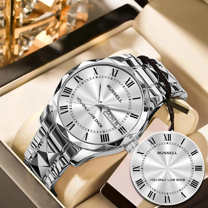 You Only Live Once Roman Numeral Silver Watch RUSSELL M1-W31