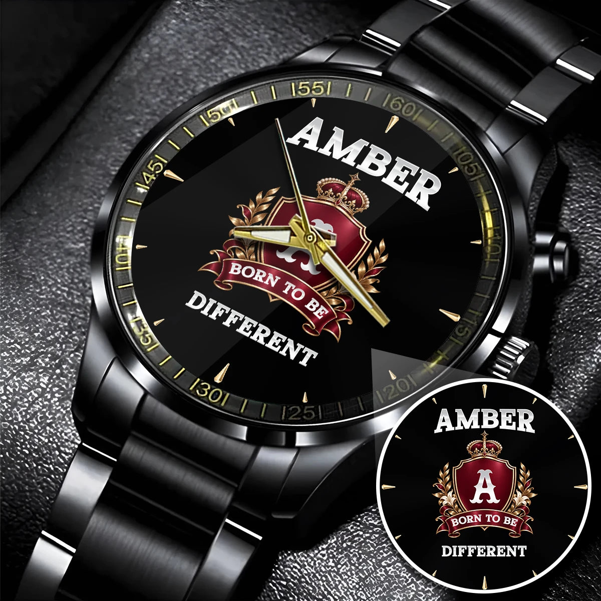 Personalized Born to Be Different Burgundy Crest Watch AMBER M1-W24