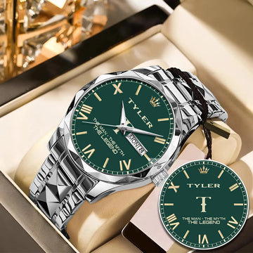 The Man The Myth The Legend Gold & Green Watch TYLER M1-W32