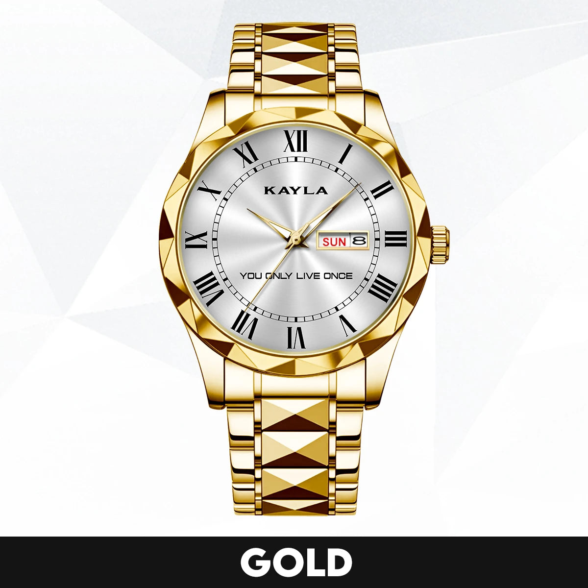You Only Live Once Roman Numeral Silver Watch KAYLA M1-W31
