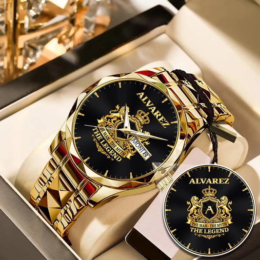 The Man The Myth The Legend Gold Lion Crest Watch ALVAREZ M1-W40