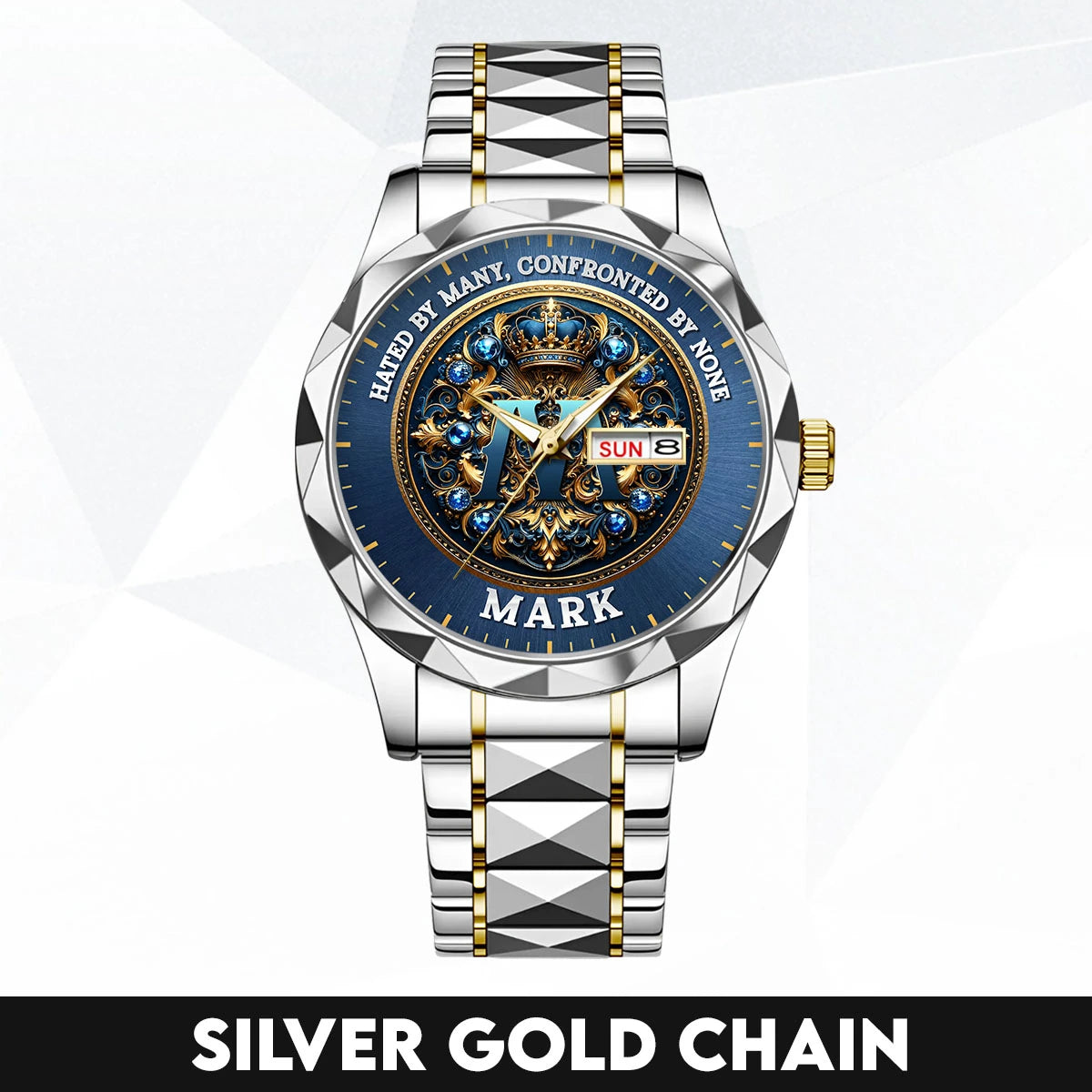 Hated By Many Confronted By None Golden Blue Watch MARK M1-W15