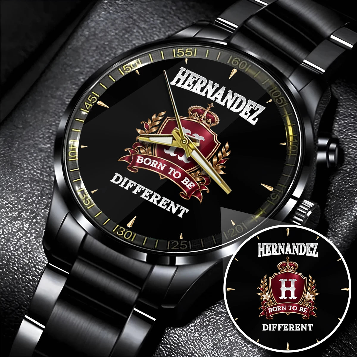 Personalized Born to Be Different Burgundy Crest Watch HERNANDEZ M1-W24