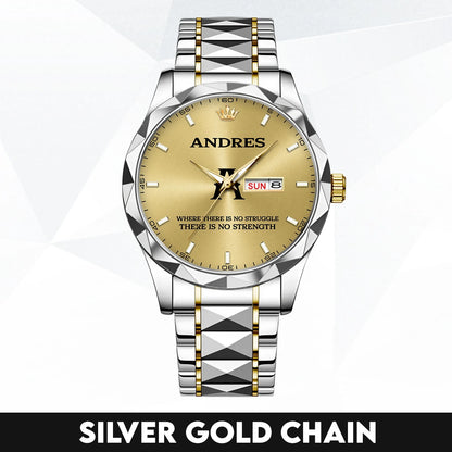 No Struggle No Strength Luxury Gold Watch ANDRES M1-W27
