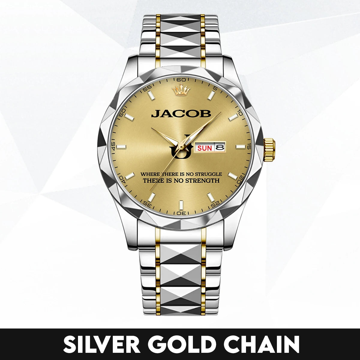 No Struggle No Strength Luxury Gold Watch JACOB M1-W27