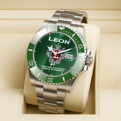 Where There Is No Struggle There Is No Strength Green Watch LEON M1-W28