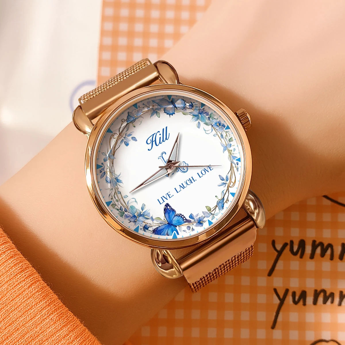 Live Laugh Love Blue Wreath Watch HILL M1-W9
