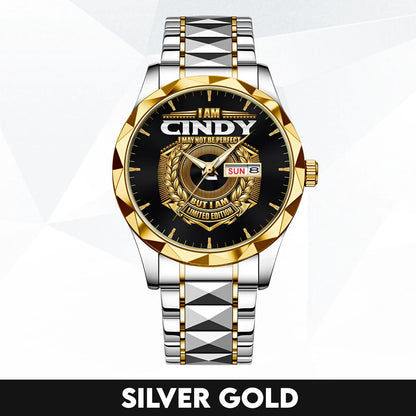 I Am Name I May Not Be Perfect Gold Watch CINDY M1-W41