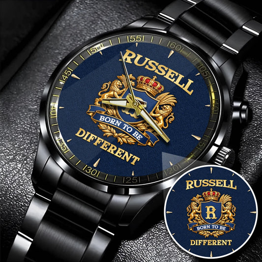 Personalized Born to Be Different Gold Logo Blue Watch RUSSELL M1-W25