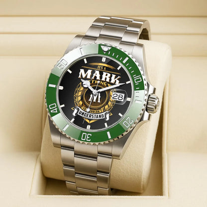 MARK 13K1-439 Personalized Green Submariner Watch, Premium Gift for Anniversary