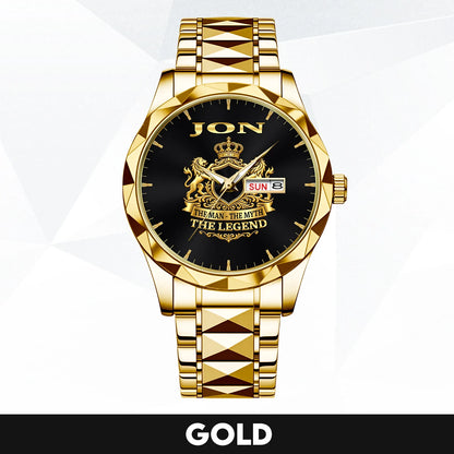 The Man The Myth The Legend Gold Lion Crest Watch JON M1-W40