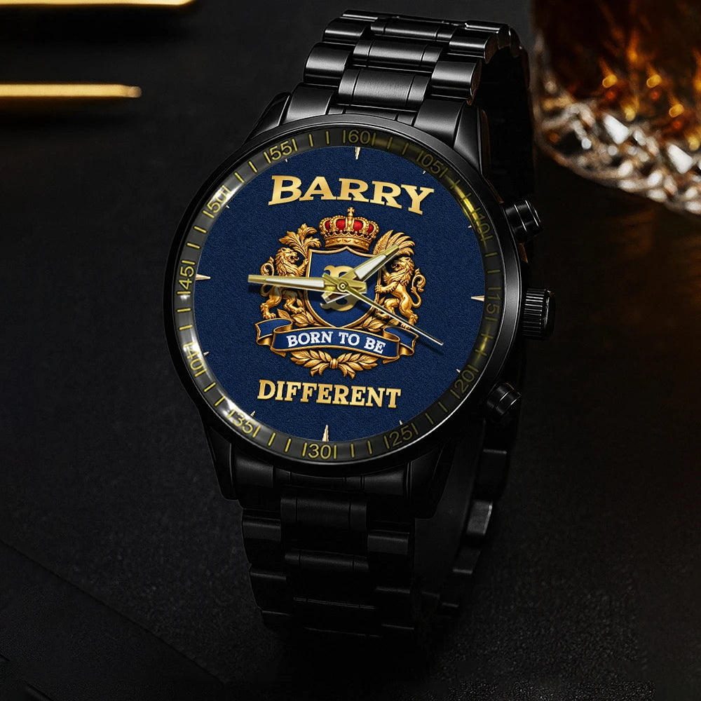 Personalized Born to Be Different Gold Logo Blue Watch BARRY M1-W25